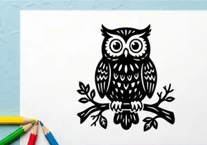 Ilustrasi burung hantu bergaya hitam putih untuk proyek desain