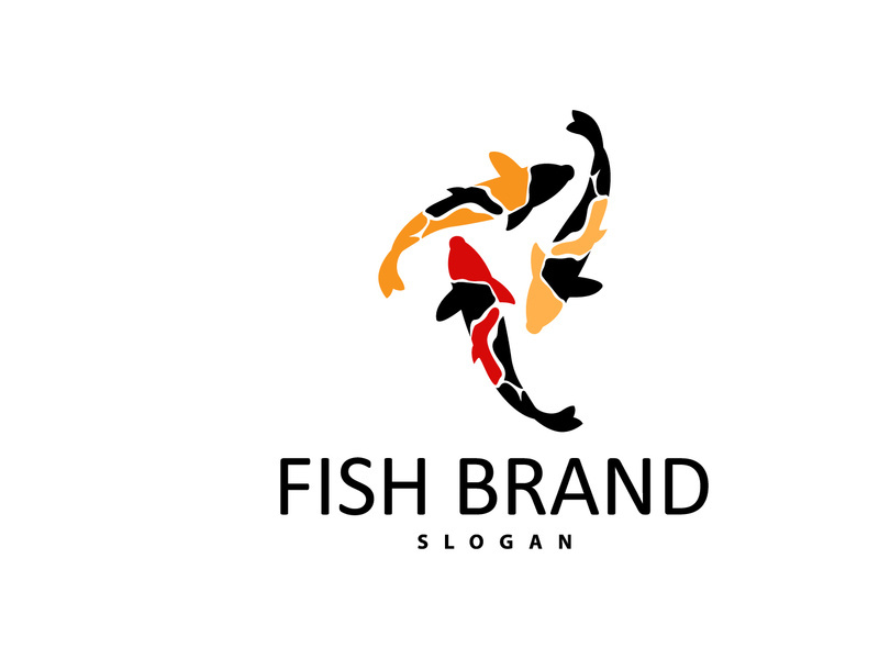 Koi Fish Logo Design, Ornamental Fish Vector