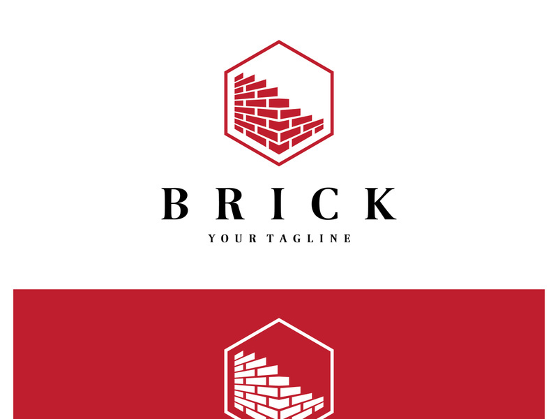 creative brick logo designs for buildings, architectural buildings, civil engineering, building materials shops