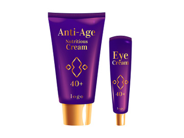 Purple anti-aging cream realistic product vector design preview picture