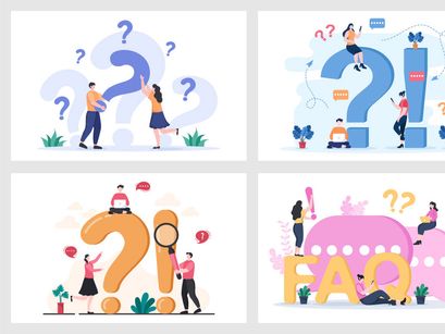 14 FAQ or Frequently Asked Questions Illustration