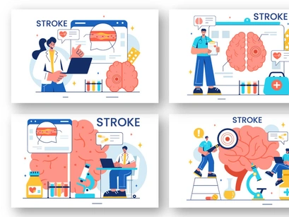 12 Human Brain Stroke Illustration