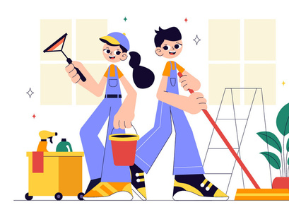 10 Home Cleaning Service Illustration