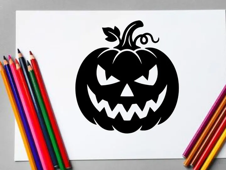 Halloween Jack-o'-Lantern with Menacing Face and Carved Expression