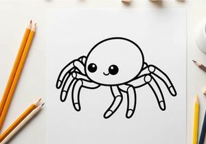 Cute spider smiling flat design vector illustration