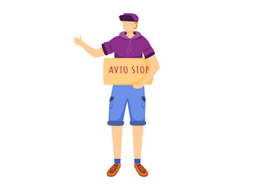 Hitchhiking experience flat vector illustration preview picture