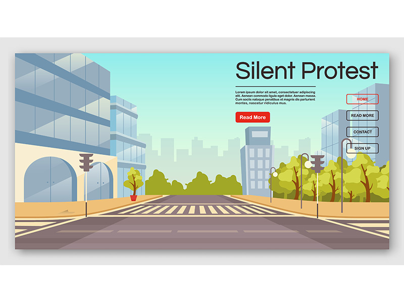 Silent protest landing page vector template