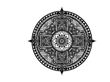 Intricate silhouette cross design with floral patterns preview picture