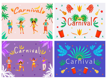 Carnival banner flat vector templates set preview picture