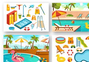 20 Swimming Pool Vector Illustration