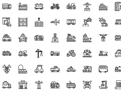 50 Collection of transportation linear icons