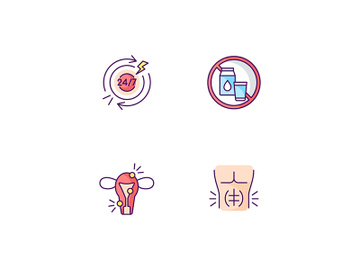 Digestive disorders RGB color icons set preview picture