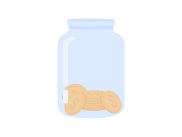 Jar with coins semi flat color vector object preview picture