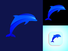 Modern Dolphin gradient logo. Fish logo design template. Seafood restaurant shop Logotype concept icon.