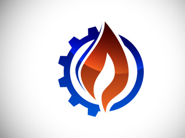 Fire flame icon in a shape of drop. Oil and gas industry logo design concept. preview picture