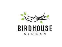 Bird Nest Logo, Bird House Shelter Vector