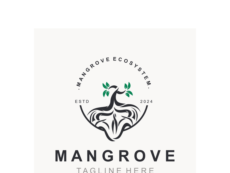 Mangrove tree logo nature design Abstract Minimalist Sign Symbol Environment template