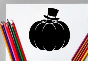 Calabaza de Halloween con sombrero de copa para decoración otoñal festiva