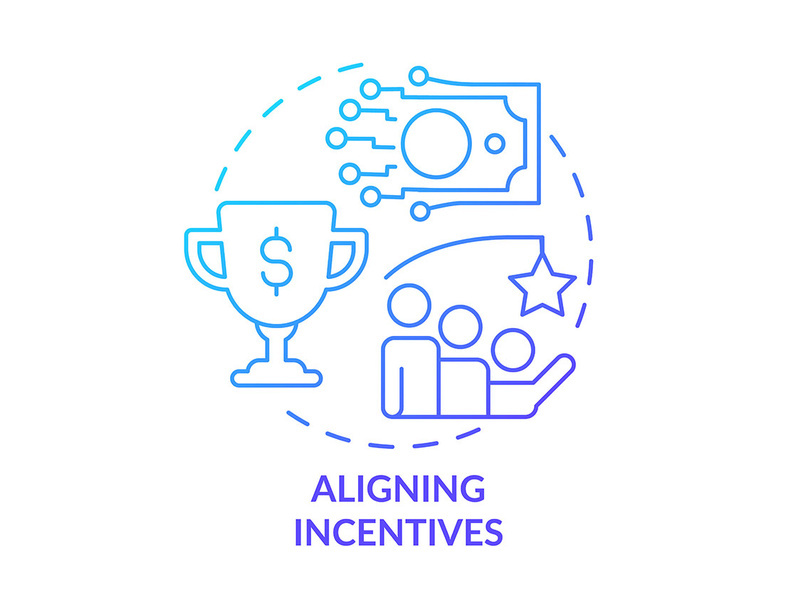 Aligning incentives blue gradient concept icon