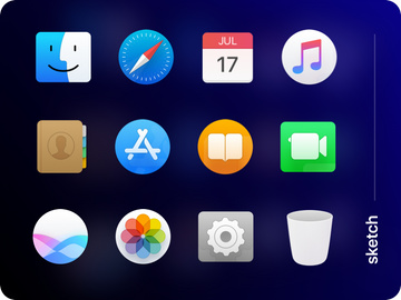 Mac OS dock icons vectorized preview picture