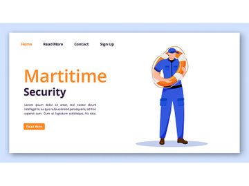 Maritime security landing page vector template preview picture