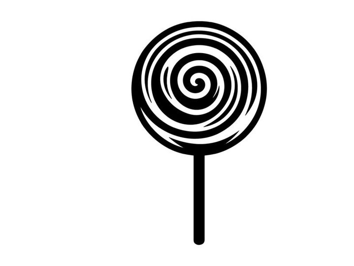Black and White Spiral Lollipop on Stick for Candy and Confectionery Ads