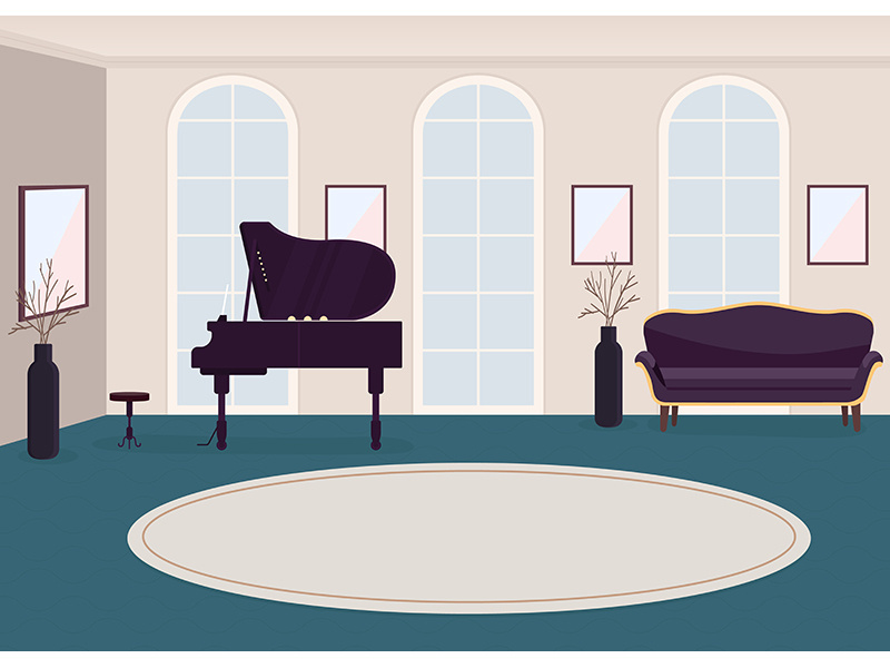 Luxury music hall flat color vector illustration