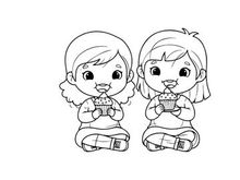 Twin girls eating cupcakes vector illustration flat design
