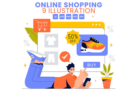 9 Online Shopping Illustration