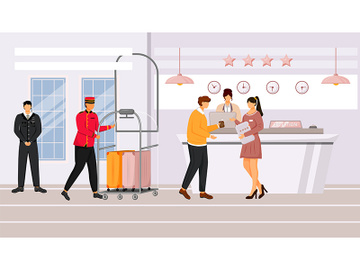 Hotel reception flat vector illustration preview picture