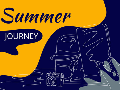 Summer Journey Flat Illustration abstract background line art