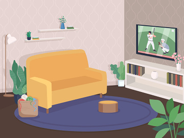 Modern living room flat color vector illustration preview picture