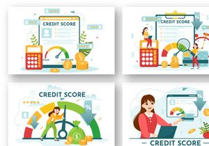 14 Credit Score Vector Illustration