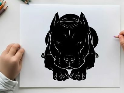 Silhouette of a cane corso dog in black and white