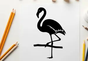 Silhouette of a flamingo standing on one leg