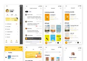 Yellow and black audiobook app UIkit