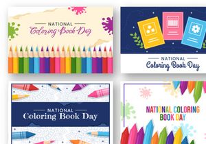 12 National Coloring Book Day Illustration