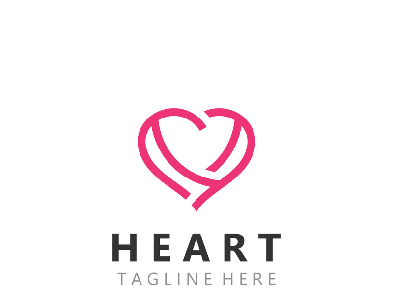 Heart logo design template, luxury ribbon Valentines day and love stripe logotype