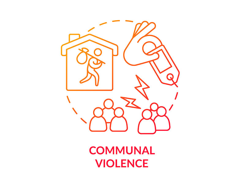 Communal violence red gradient concept icon