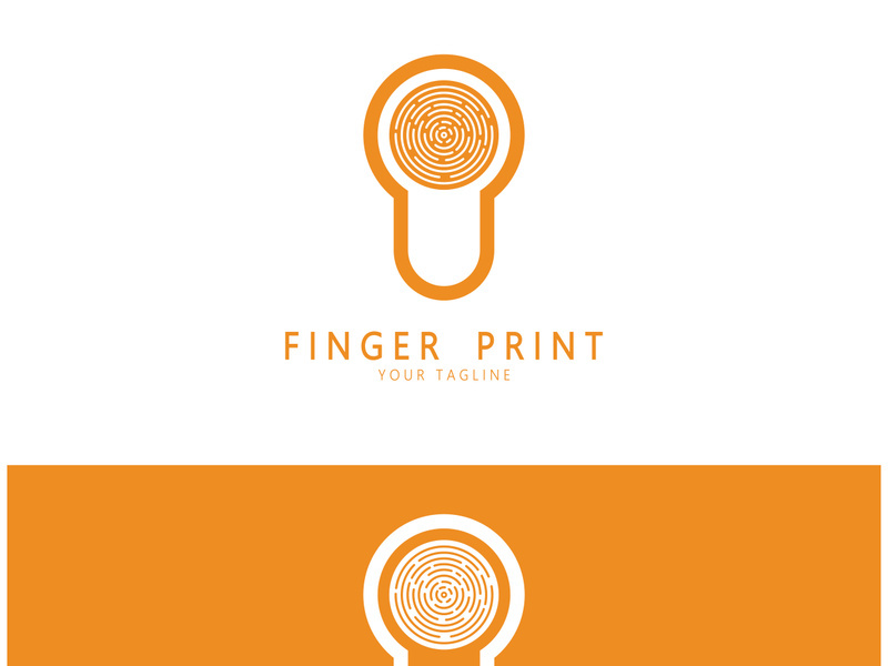 simple flat fingerprint logo,for security,identification,badge,emblem,business card,digital,vector