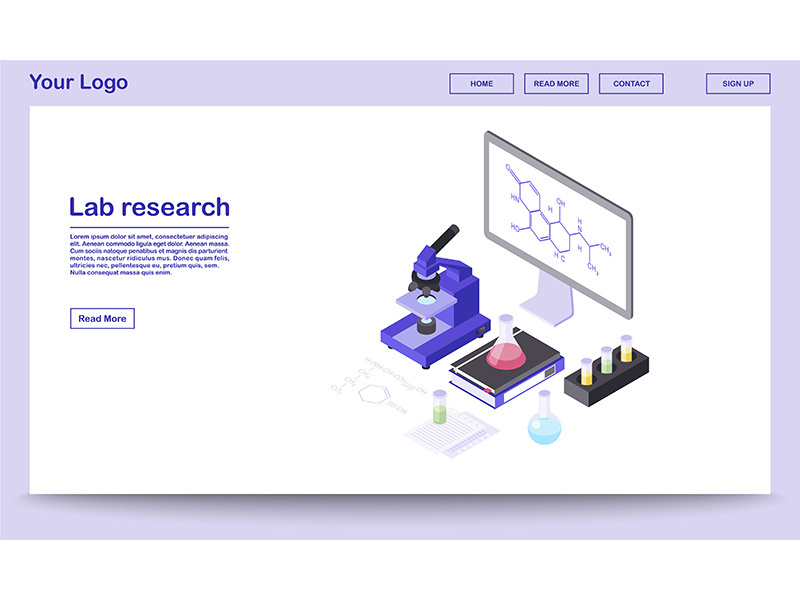 Lab research tools isometric webpage template