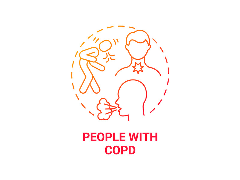 People with copd red gradient concept icon