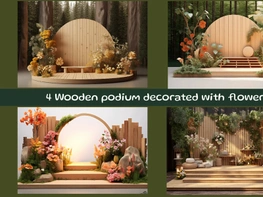 Wooden podium decorated with flowers preview picture