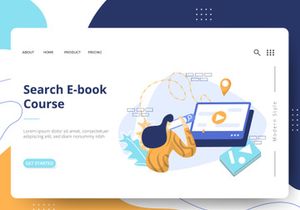 E-Learning Education set Illustration