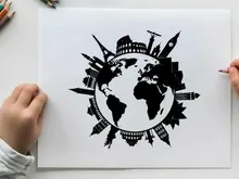 Globale Reise- und Tourismus-Vektorgrafik
