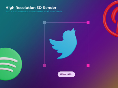 Social Media Logo 3D Icon Pack
