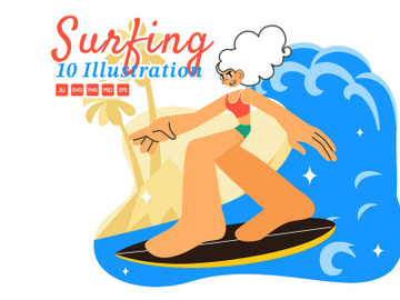 10 Summer Beach Surfing Illustration preview picture