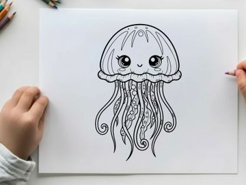 Cute jellyfish character smiling vector illustration preview picture