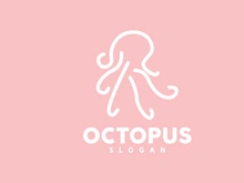 Octopus Logo, Sea Animals Vector