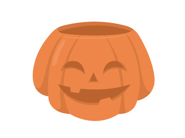 Smiling jack o lantern semi flat color vector object preview picture
